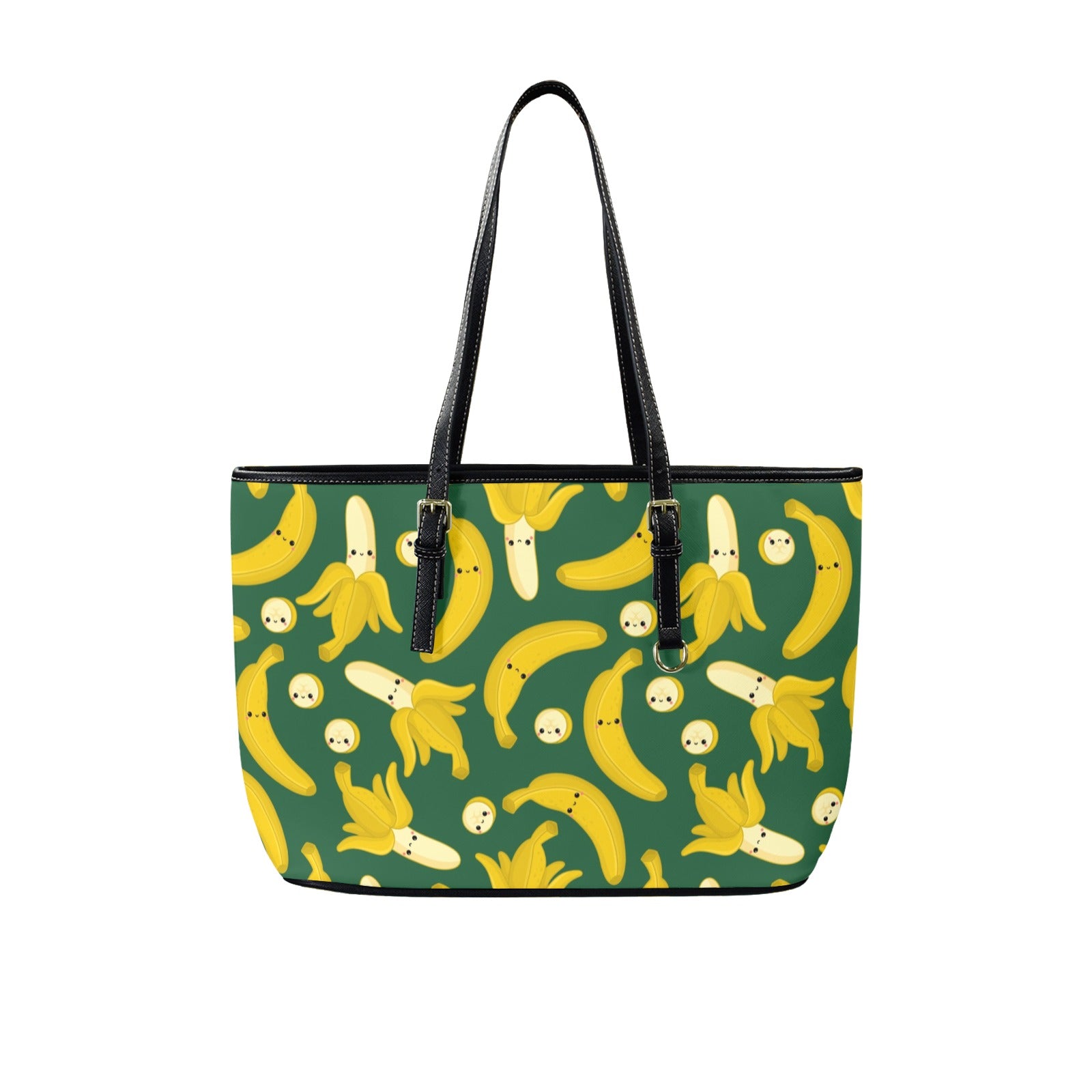 Happy Bananas - Leather Tote Bag-Large
