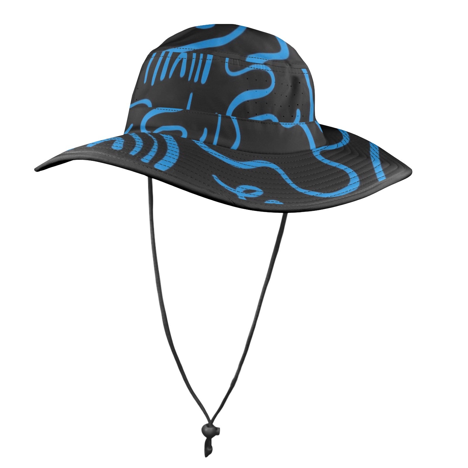 Blue Squiggle - Wide Brim Bucket Hat Wide Brim Bucket Hat Printed Offshore