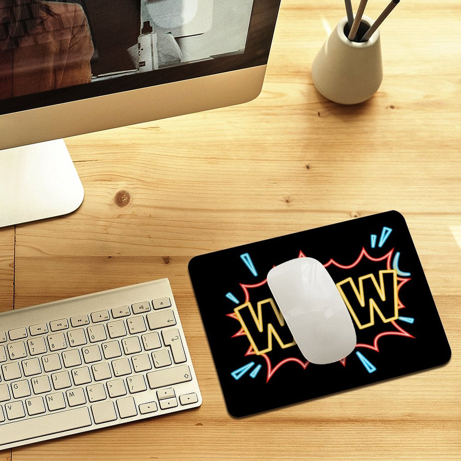 Wow, Comic Book Leather Mouse Pad Leather Mouse Pad comic Printed Offshore