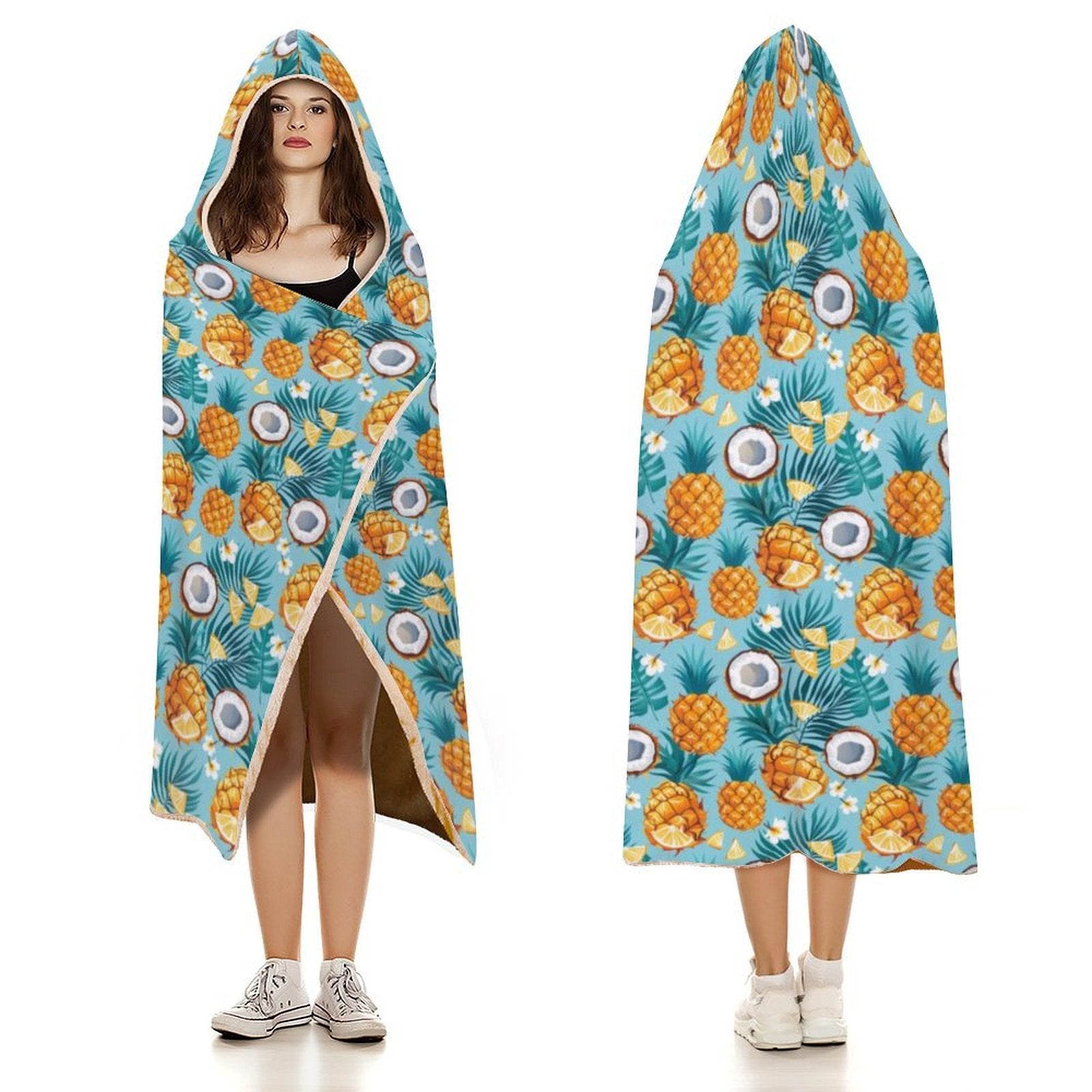 Pineapple Coconut Kids Hooded Blanket 100cm x 130cm