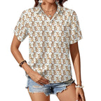 Quokkas Women's Short-Sleeve Button Up Shirt white Women's Short-Sleeve Button Up Shirt animal Printed Offshore