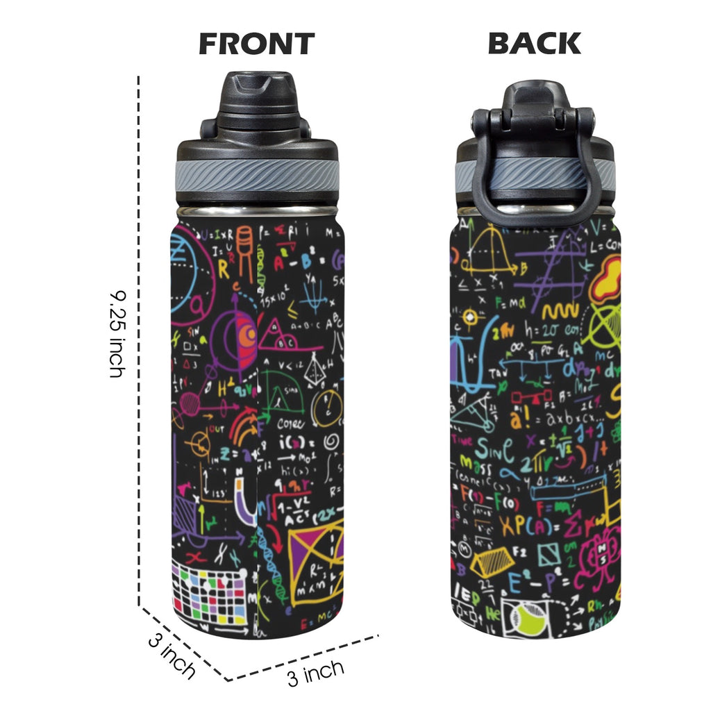 Math Scribbles - Insulated Water Bottle with Dual-Use Lid (18oz) Insulated Water Bottle with Dual-Use Lid (18oz) Maths Printed Offshore