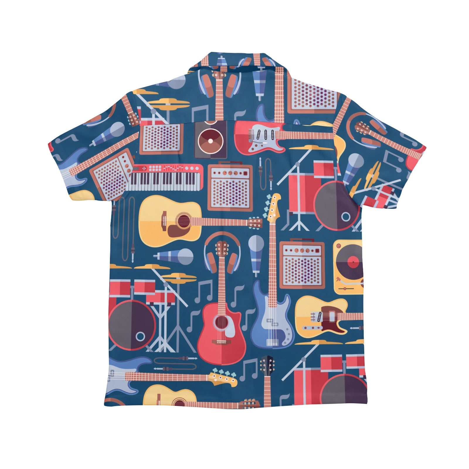 Music Instruments Blue - Senior Kids Hawaiian Shirt