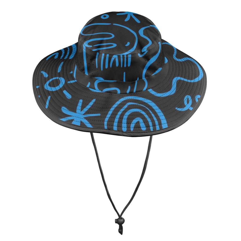 Blue Squiggle - Wide Brim Bucket Hat Wide Brim Bucket Hat Printed Offshore