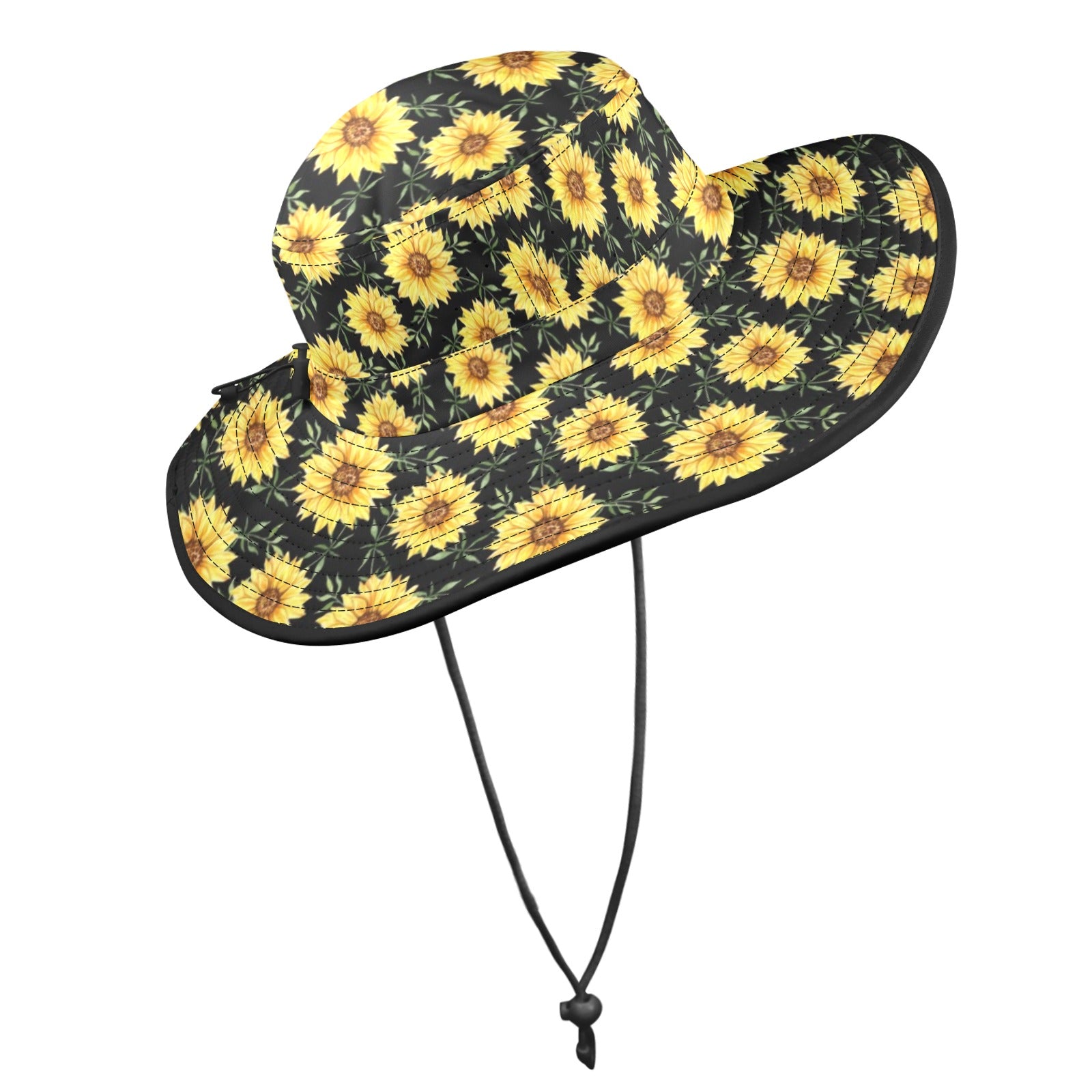 Painted Sunflower Wide Brim Bucket Hat Wide Brim Bucket Hat Plants Printed Offshore