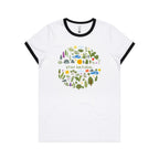 Stay Natural - Women's Ringer Tee White Black Womens Ringer T-shirt Plants Printed In Australia