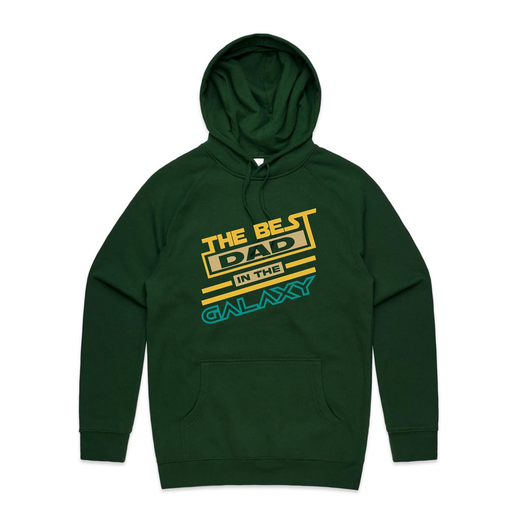 The Best Dad In The Galaxy - Mens Hoodie Forest Green Mens Hoodie Dad Printed In Australia