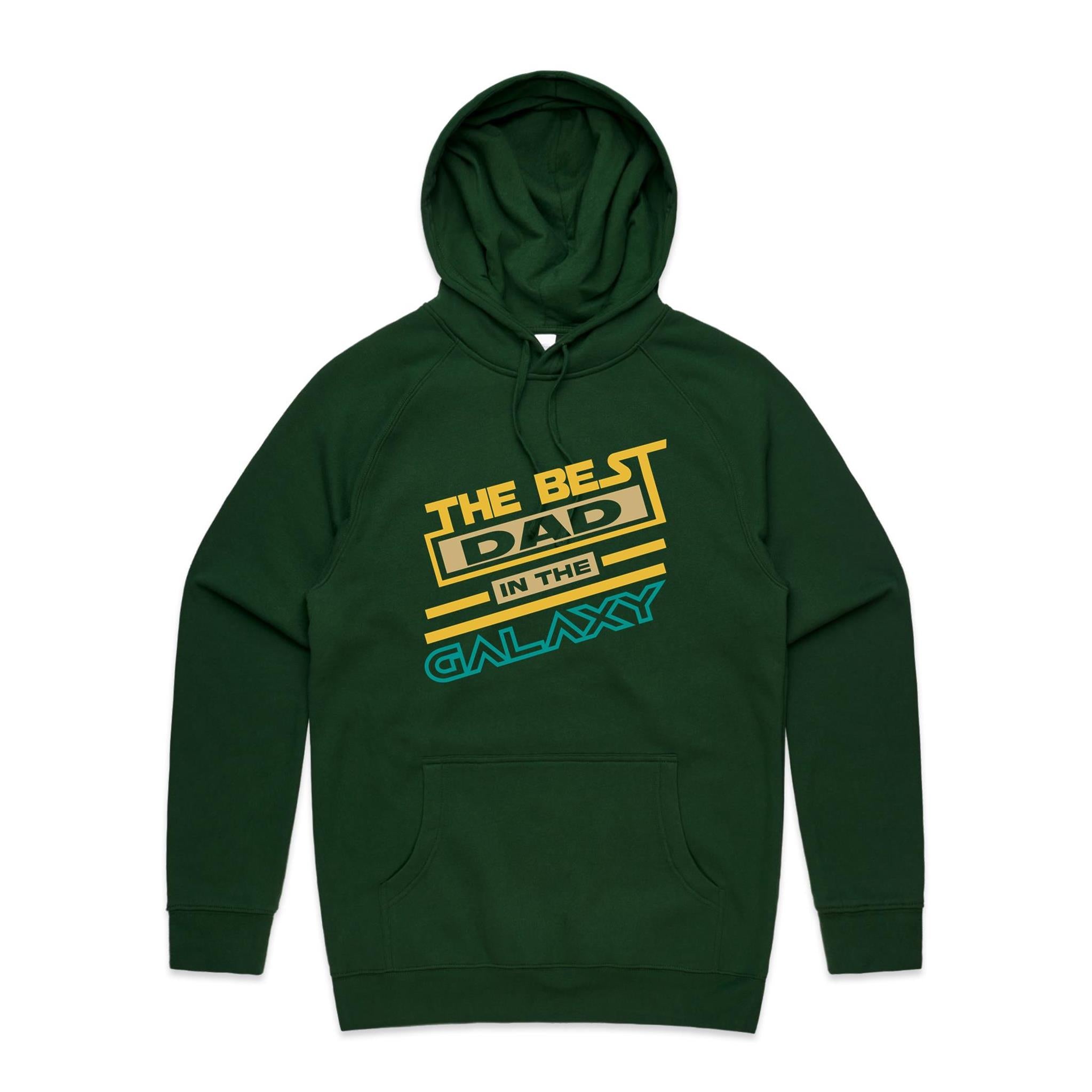 The Best Dad In The Galaxy - Mens Hoodie Forest Green Mens Hoodie Dad Printed In Australia