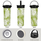 Green Tropical Leaves 20oz Tea Tumbler with Carry Handle