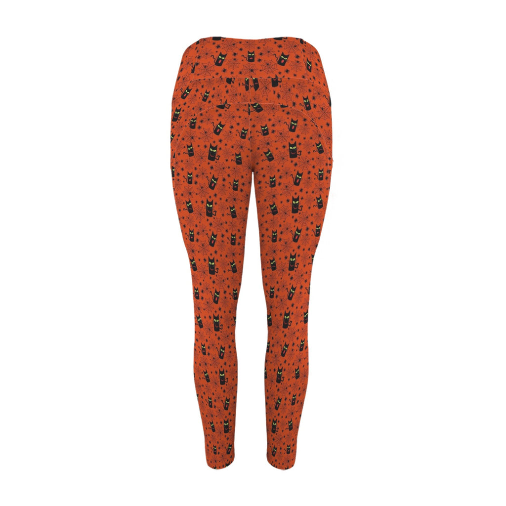 Halloween Black Cats Women's High Waist Pockets Yoga Leggings