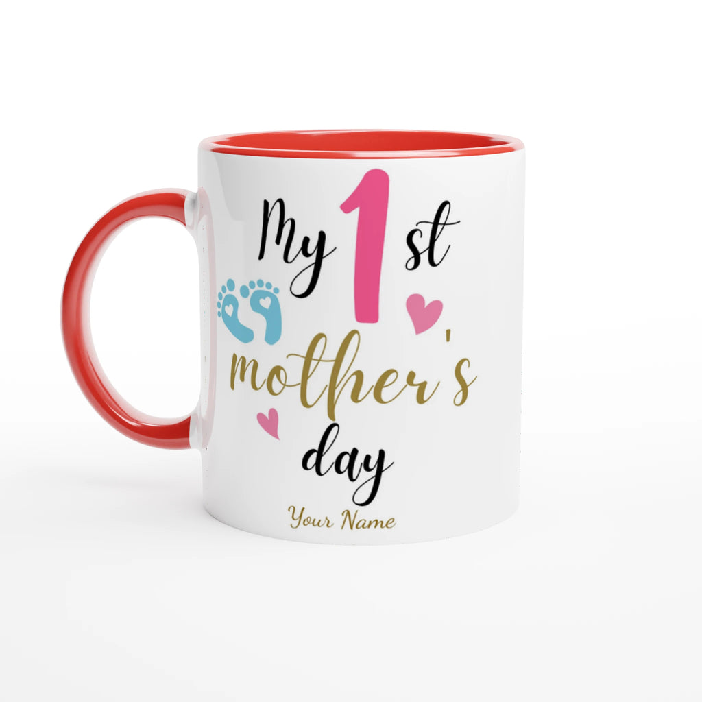 Personalised - My First Mother's Day - 11oz Ceramic Mug Ceramic Red Personalised 11oz Mug customise Globally Fulfilled Mum personalise
