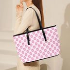Cat Doughnuts PU Leather Tote Bag Large Leather Tote Bag-Large animal Food Printed Offshore