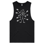 Ow! Everything Hurts Stick Figure Men's AS Colour Tank Top Black Drop Arm Tank Top Printed In Australia