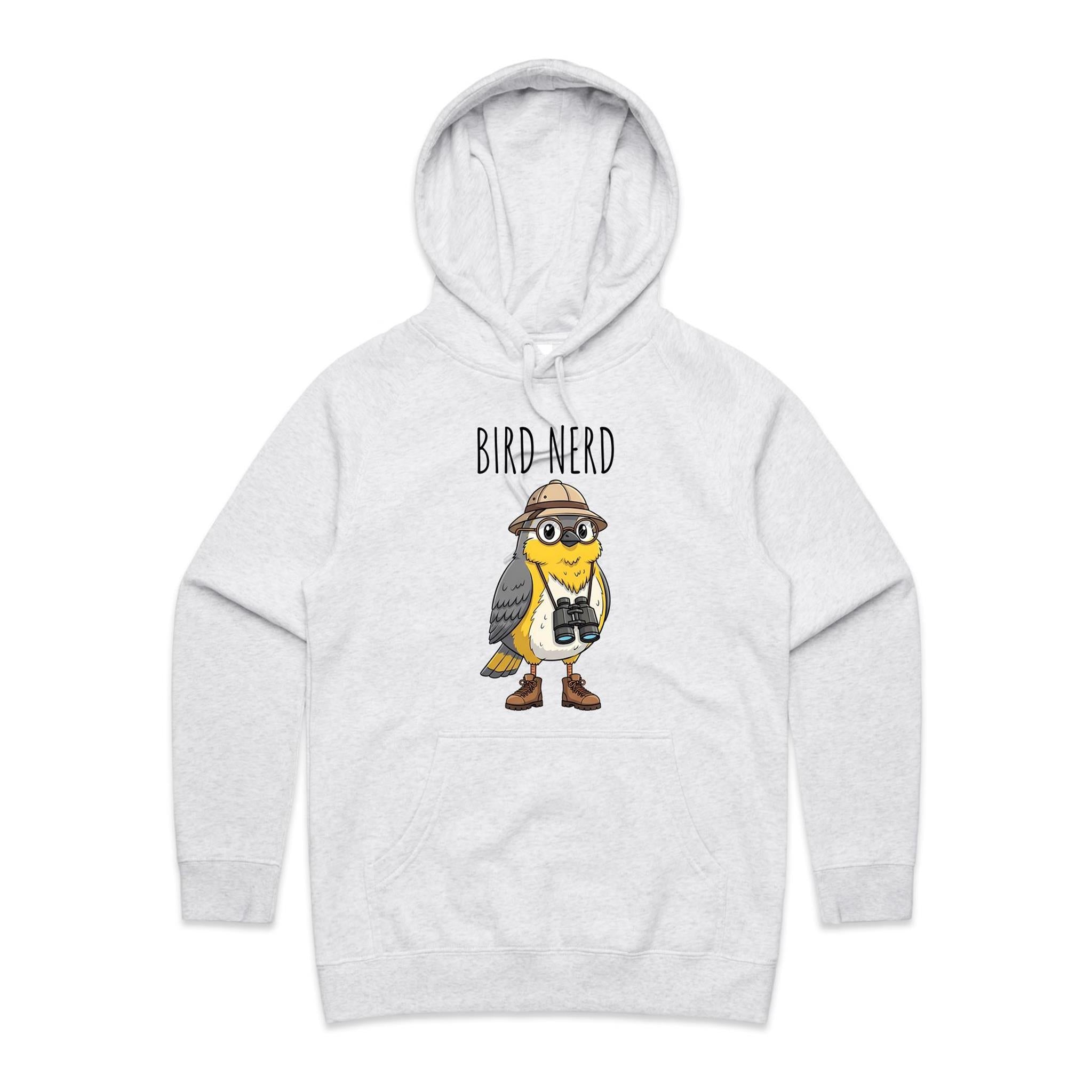 Bird Nerd 2 Women's AS Colour Hoodie White Marle Womens Hoodie animal Birds Printed In Australia