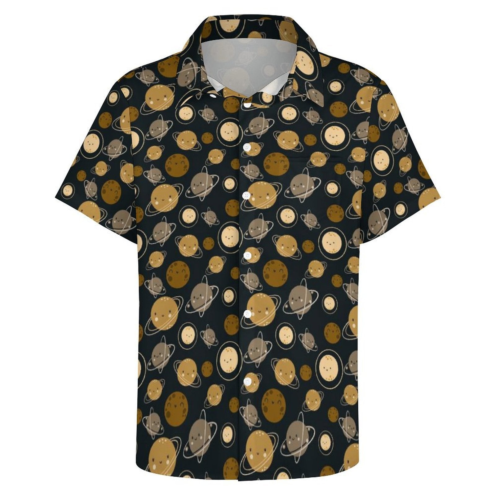 Planets Women's Short-Sleeve Button Up Shirt Women's Short-Sleeve Button Up Shirt Printed Offshore Space