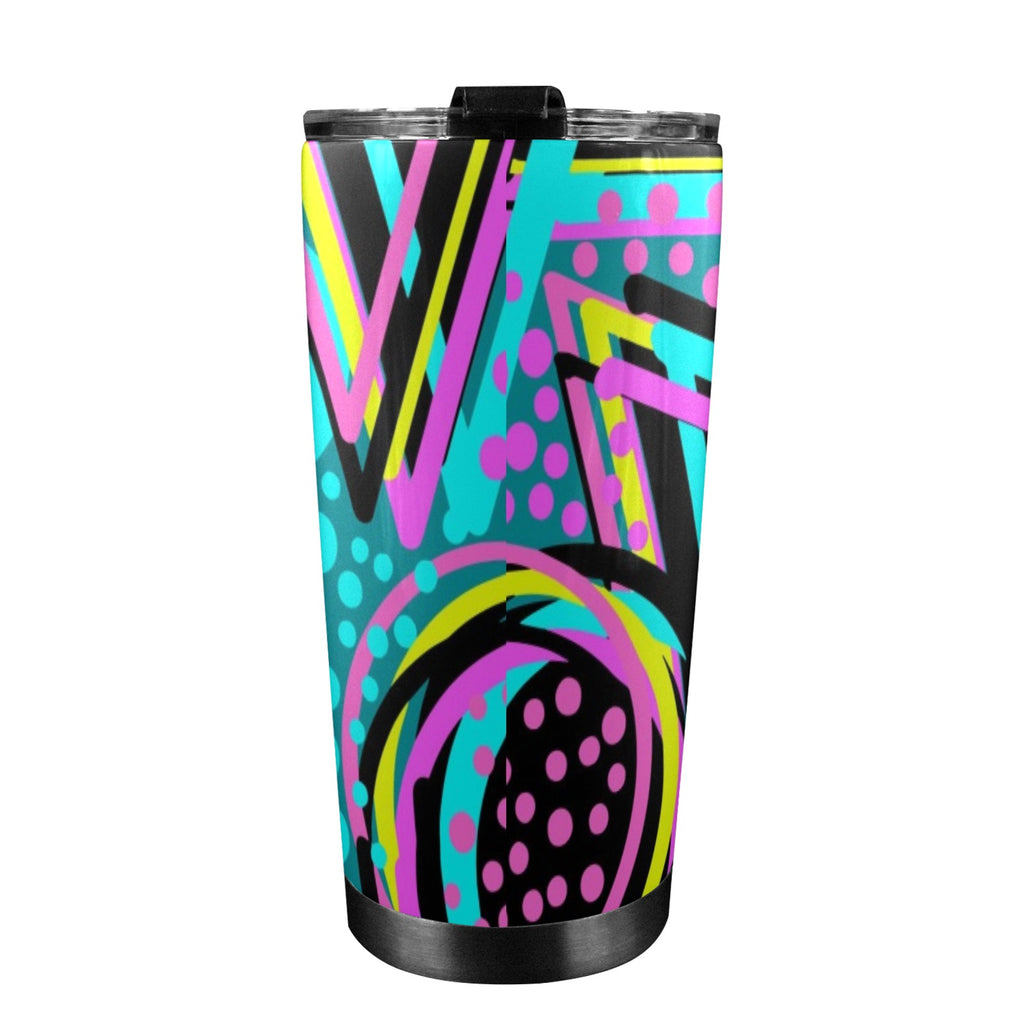 Retro Geometric - 20oz Mobile Tumbler with Lid (Black Lock) 20oz Travel Mug Printed Offshore