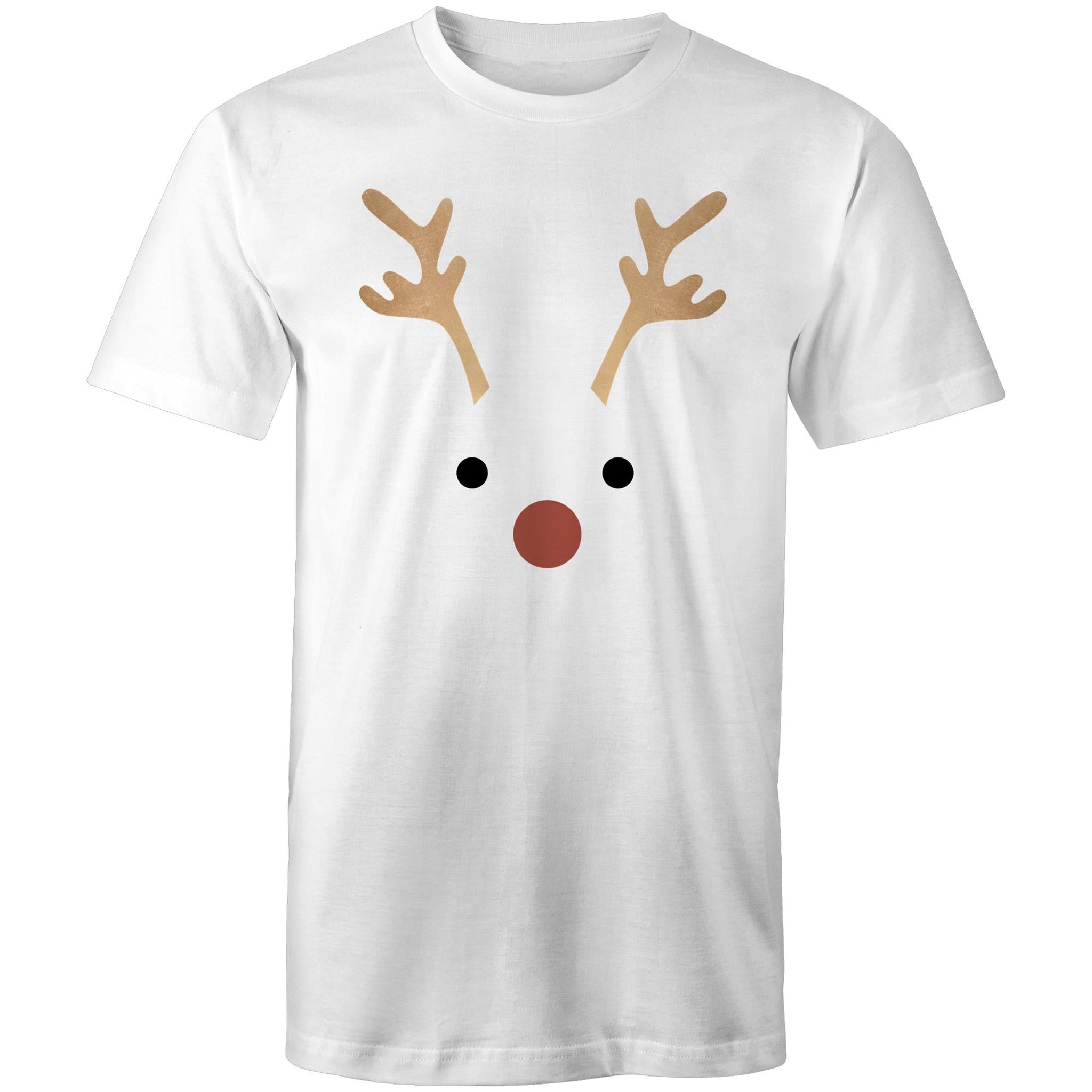 Red Nose Reindeer - Mens T-Shirt White Mens Christmas T-shirt Christmas Printed In Australia