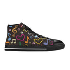 Music Notes - Men's High Top Canvas Shoes