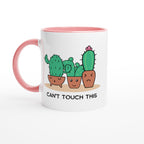 Cactus, Can't Touch This - White 11oz Ceramic Mug with Colour Inside Ceramic Pink Colour 11oz Mug funny Globally Fulfilled Plants