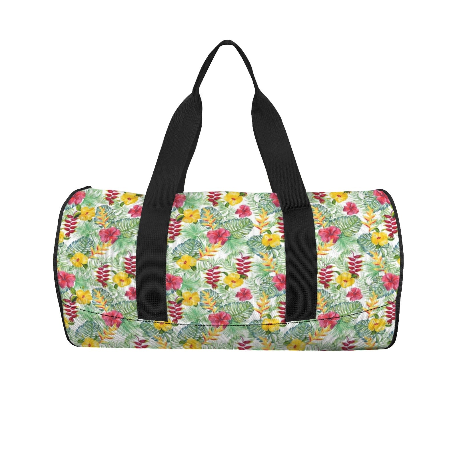 Tropical Flowers On White Duffle Bag Duffle Bag Printed Offshore