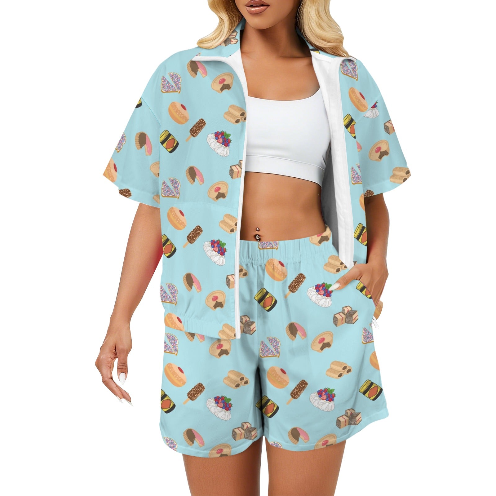 Classic Aussie Food Icons Women's Windbreaker Short Set