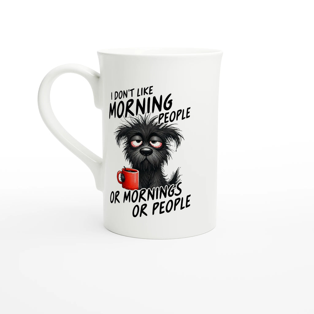 I Don't Like Morning People, Dog - White 10oz Porcelain Slim Mug Default Title Porcelain Mug animal Globally Fulfilled