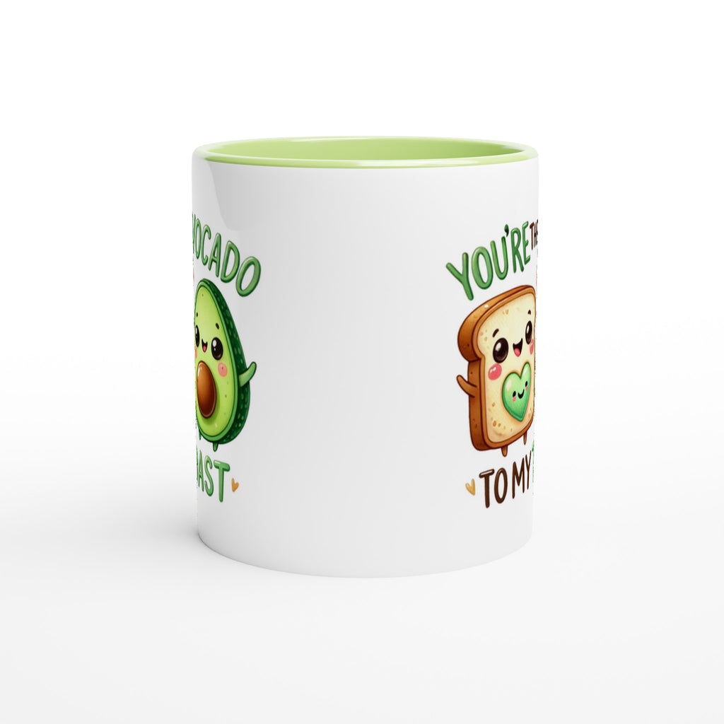 You're The Avocado To My Toast, Valentine - White 11oz Ceramic Mug with Colour Inside Colour 11oz Mug Food Globally Fulfilled Love