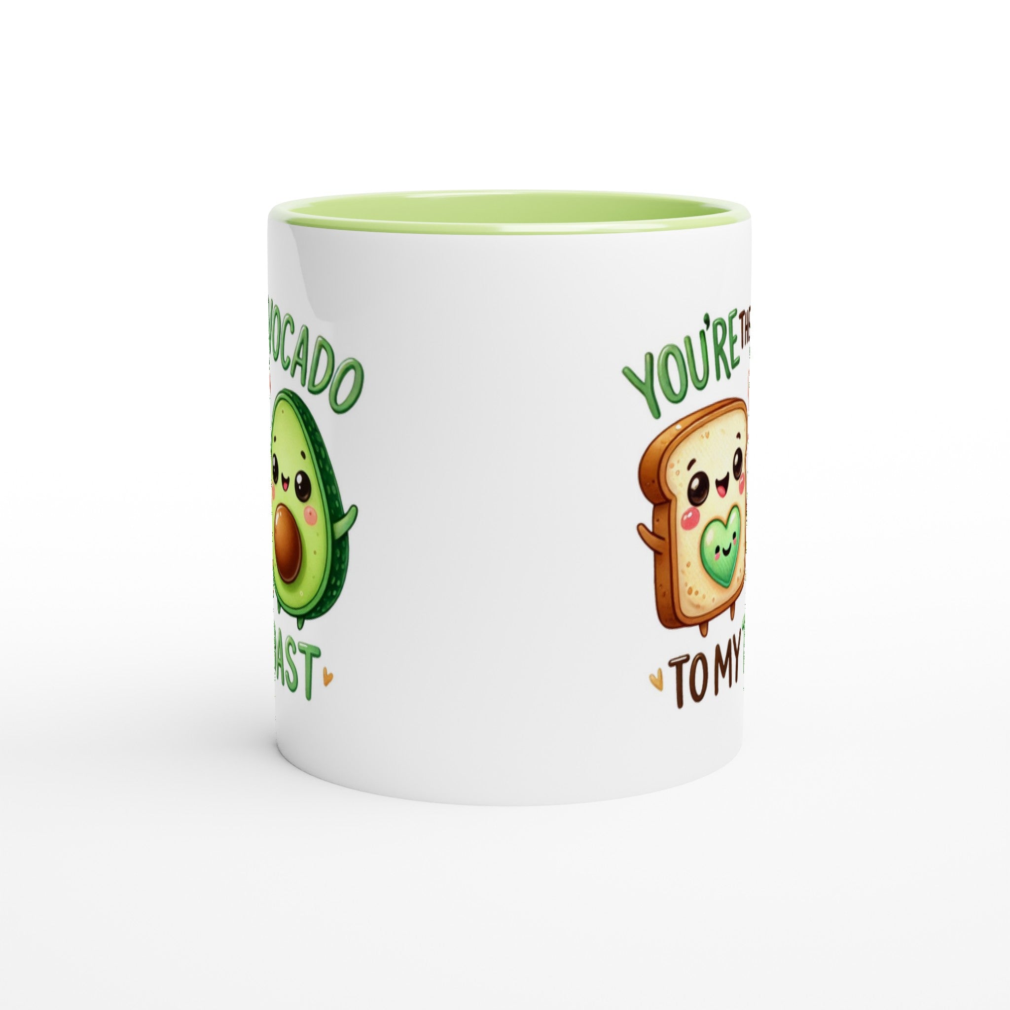 You're The Avocado To My Toast, Valentine - White 11oz Ceramic Mug with Colour Inside Colour 11oz Mug Food Globally Fulfilled Love
