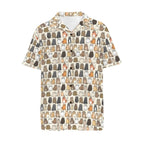 Lots Of Cats Men's Short Sleeve Hawaiian Shirt Men's Hawaiian Shirt (New) animal Printed Offshore