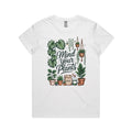 Mind Your Plants Women's AS Colour T-shirt White Womens T-shirt Plants Printed In Australia