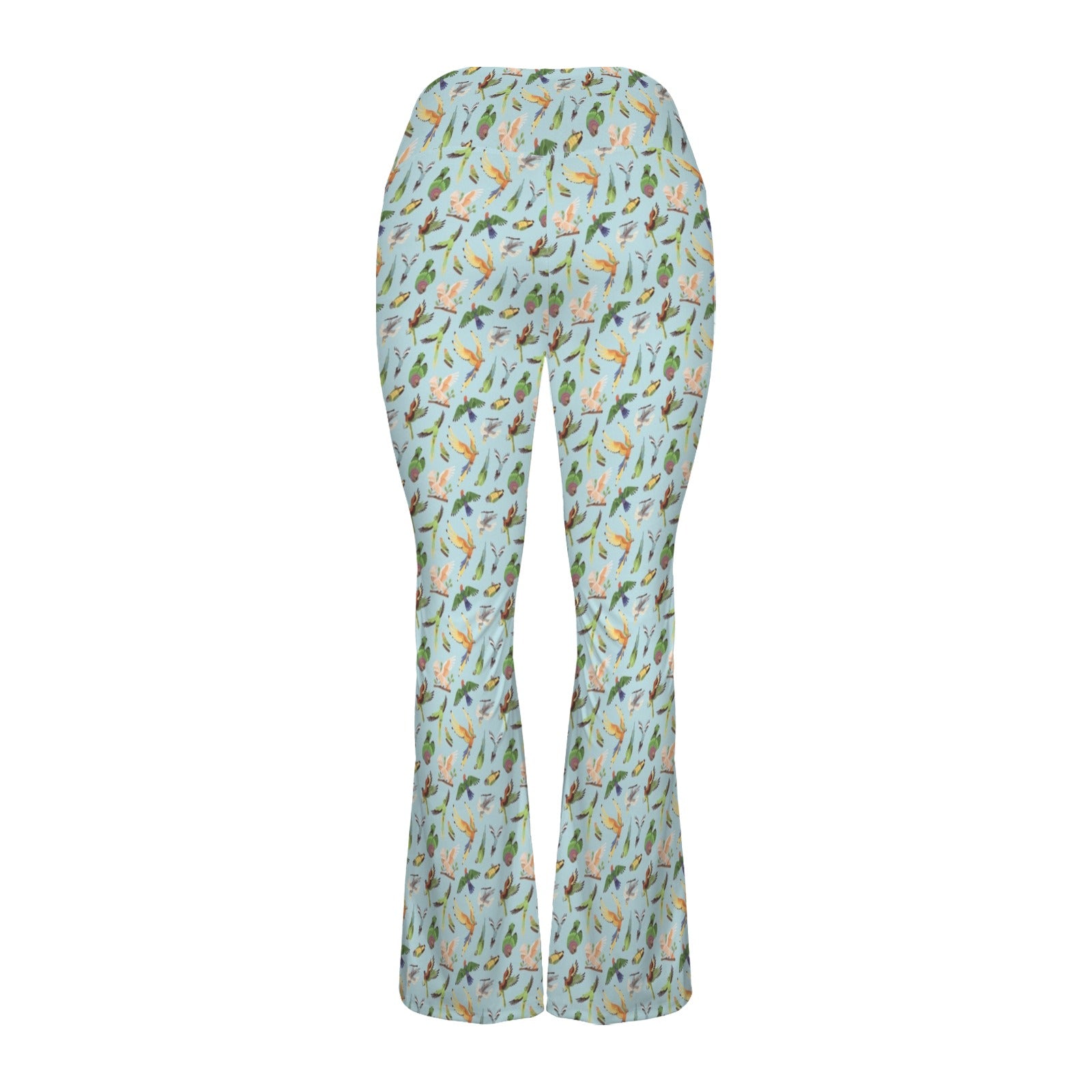 Parrots High Waist Crossover Tummy Control Flare Leggings High Waist Flare Leggings Birds Printed Offshore