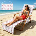 Flamingos Beach Chair Towel Cover with Side Pockets
