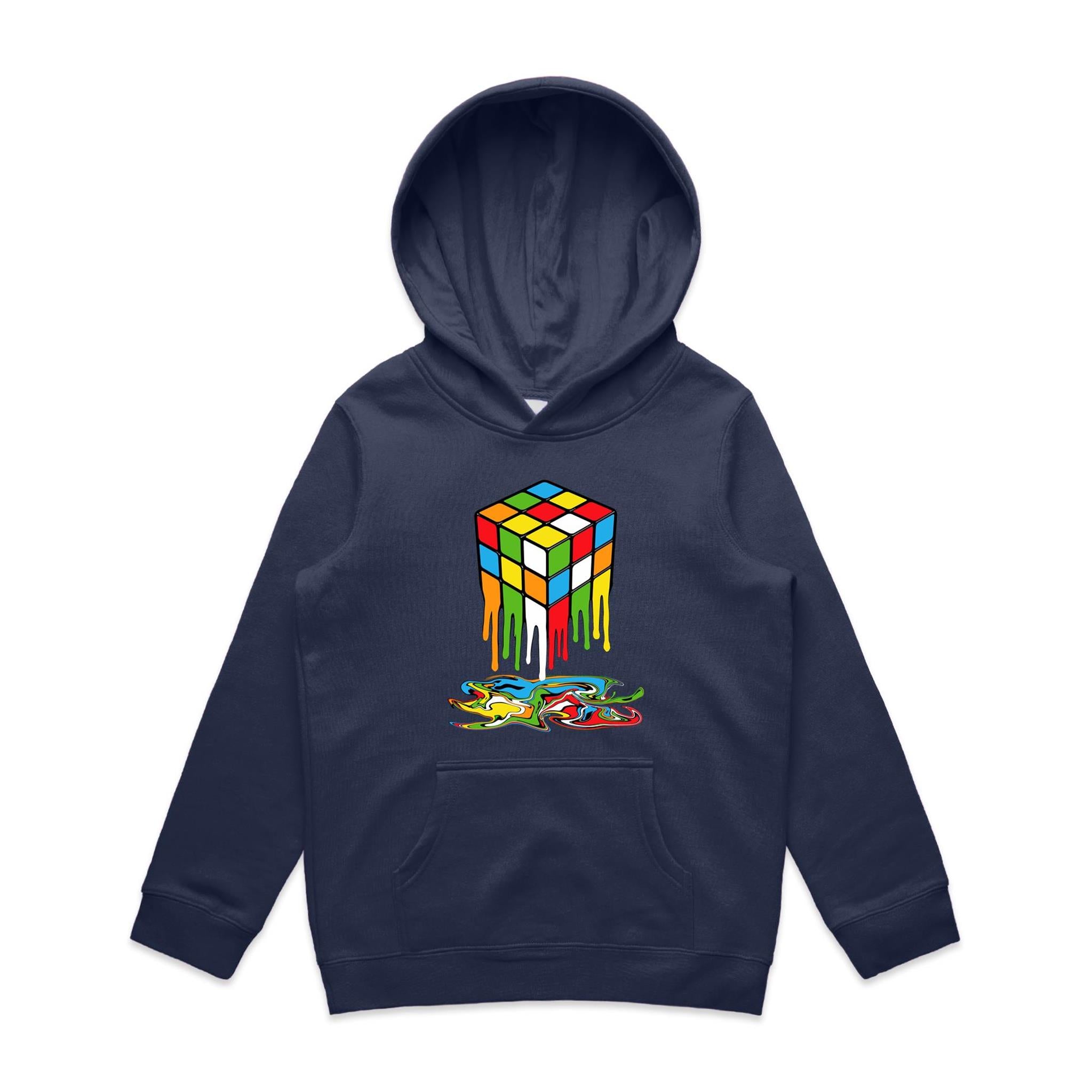 Melting Cube - Kids Hoodie Midnight Blue Kids Hoodie Printed In Australia