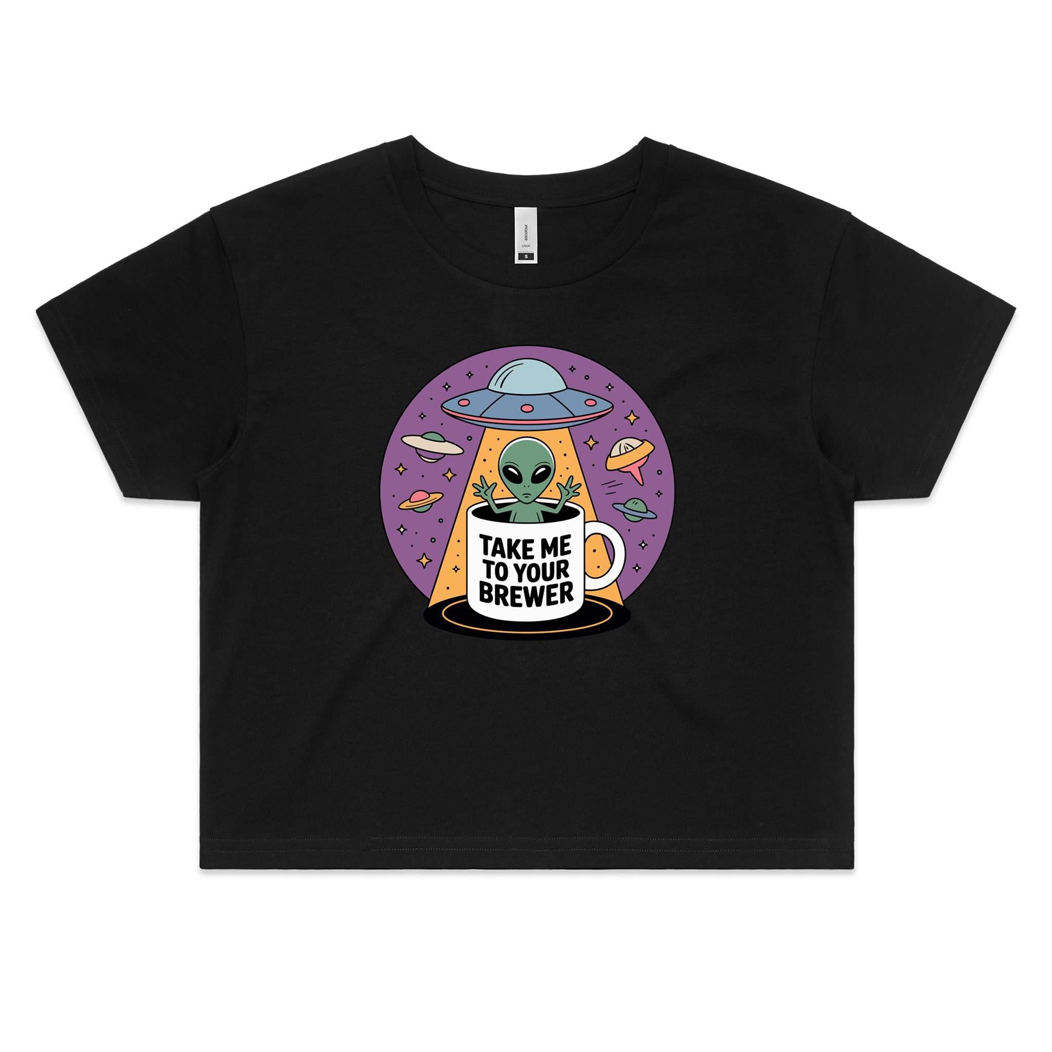 Take Me To Your Brewer Alien UFO Women's AS Colour Crop Tee