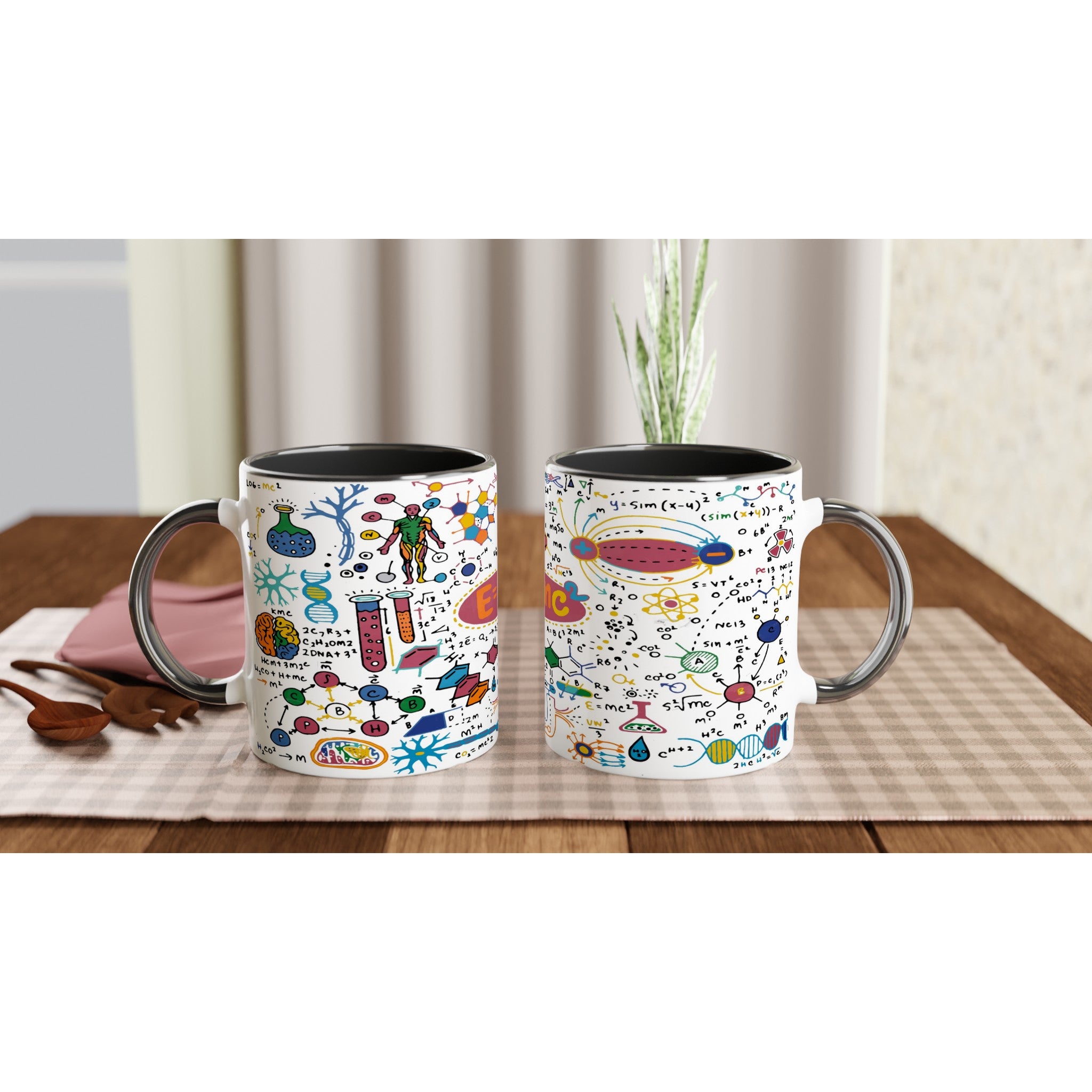 Science Time - White 11oz Ceramic Mug with Colour Inside Ceramic Black Colour 11oz Mug Globally Fulfilled Science