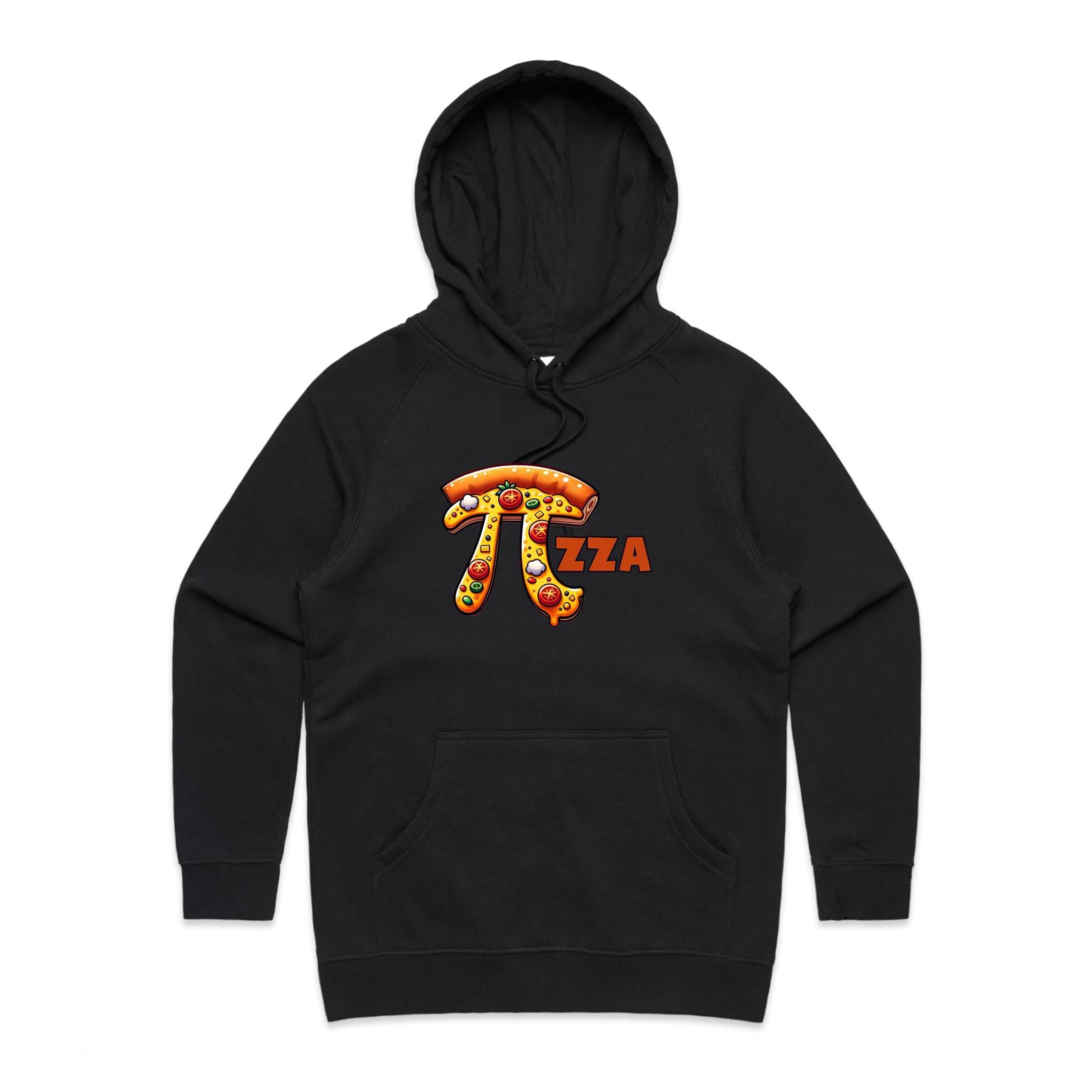Pi Pizza - Womens Hoodie Black Womens Hoodie Food Maths Printed In Australia