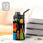 Colourful Cats - Kids Water Bottle with Chug Lid (12 oz) Kids Water Bottle with Chug Lid animal Printed Offshore