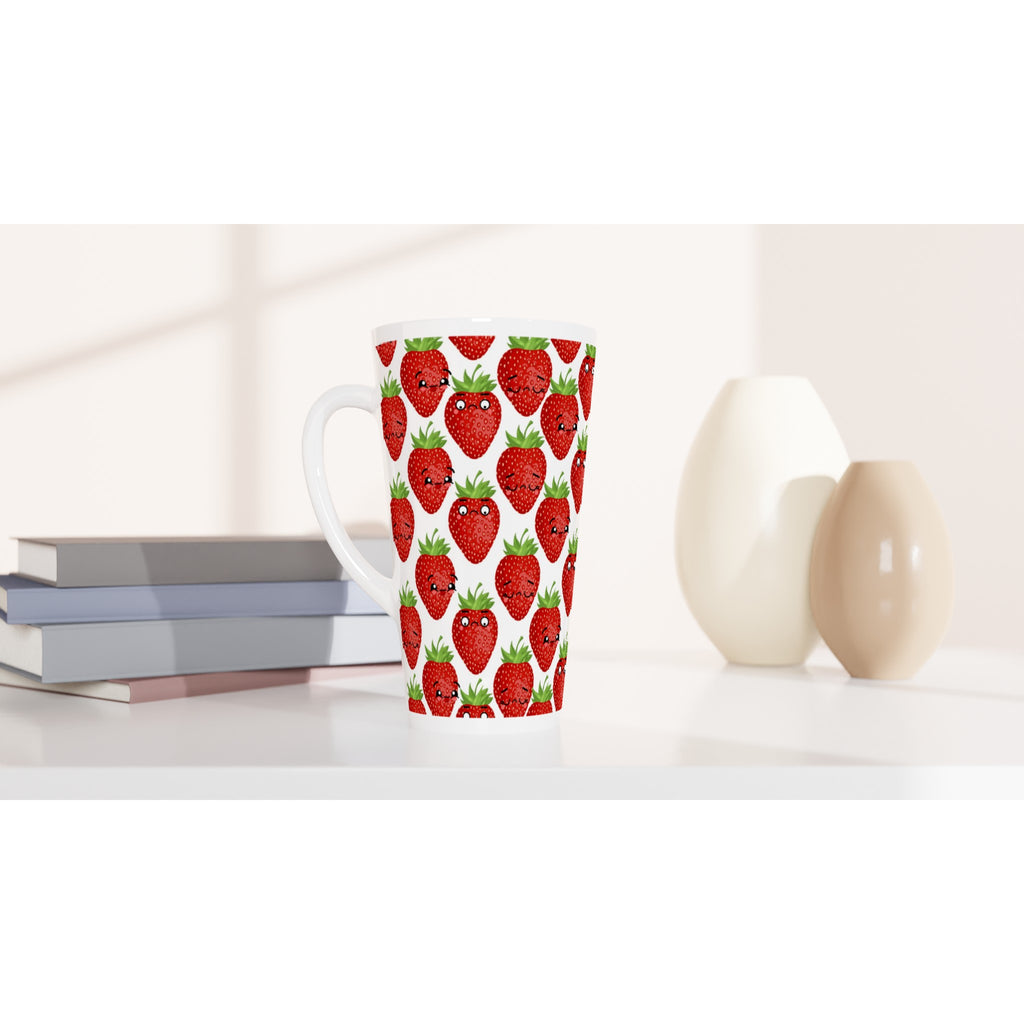 Strawberry Characters - White Latte 17oz Ceramic Mug Latte Mug food Globally Fulfilled