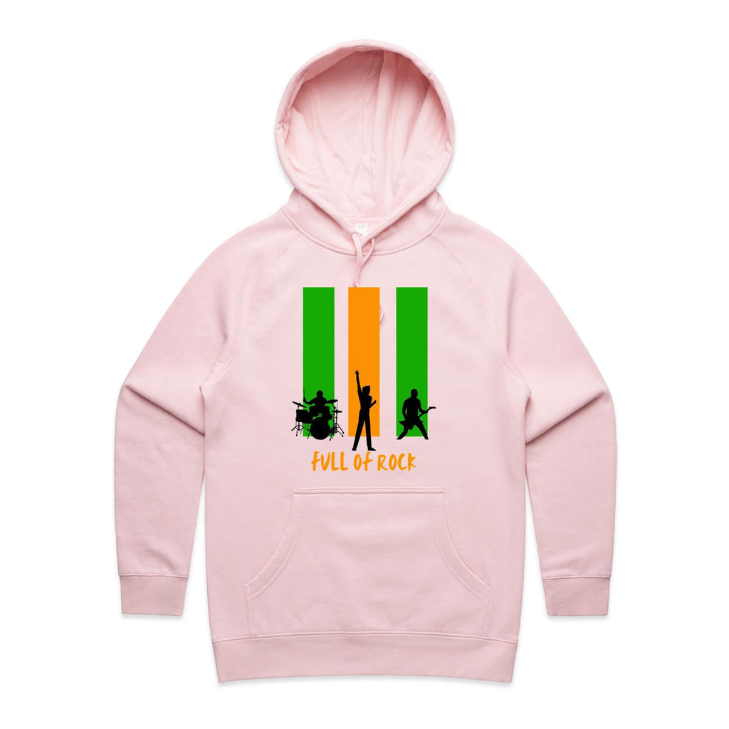 Full Of Rock - Womens Hoodie Pink Womens Hoodie Music Printed In Australia