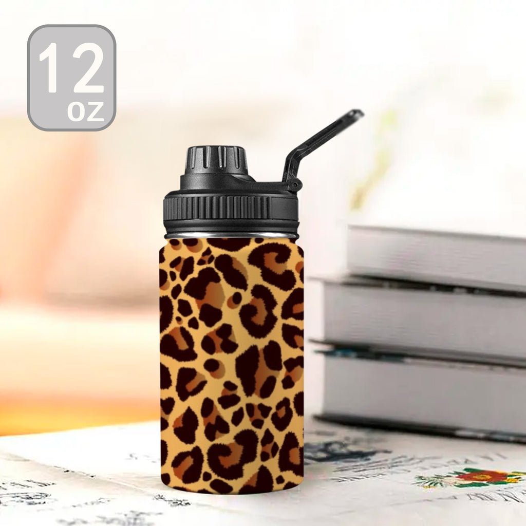 Leopard Print Kids Water Bottle with Chug Lid (12 oz) Kids Water Bottle with Chug Lid animal Printed Offshore