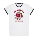 Technical Difficulties, Retro TV - Staple Ringer Tee White Navy Ringer T-Shirt Printed In Australia Retro Tech