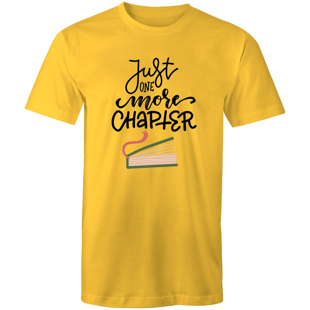 Just One More Chapter, Book - Mens T-Shirt Yellow Mens T-shirt Printed In Australia Reading