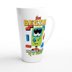 Fun Begins With The Press Of A Button - White Latte 17oz Ceramic Mug Latte Mug Games Globally Fulfilled