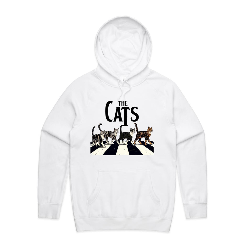 The Cats, Fab Four Crossing The Road - Mens Hoodie White Mens Hoodie animal Music Printed In Australia