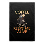 Coffee Keeps Me Alive, Skeleton - AS Colour Tea Towel Black One Size Tea Towel Coffee Printed In Australia