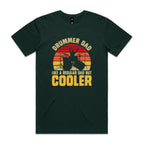 Drummer Dad, Like A Regular Dad But Cooler Men's AS Colour T-shirt Pine Green Mens T-shirt Dad Music Printed In Australia