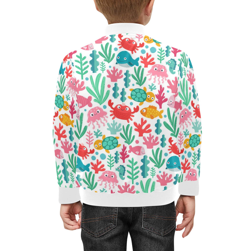 Cute Sea Creatures Kids Bomber Jacket Kids Bomber Jacket animal Ocean Printed Offshore