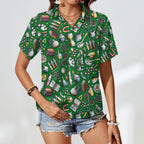 Science Love Women's Collared Pocketless Short Sleeve Shirt