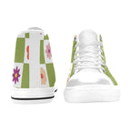 Flower Check Kids High Top Canvas Shoes Kids High Top Canvas Shoes Plants Printed Offshore