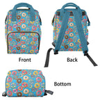 Doughnuts On Blue Multi-Function Backpack, Nappy / Diaper Bag Multi-function Backpack, Nappy / Diaper Bag Food Printed Offshore